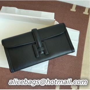 Luxury Discount Hermes Original jige swift Leather Clutch 37088 black