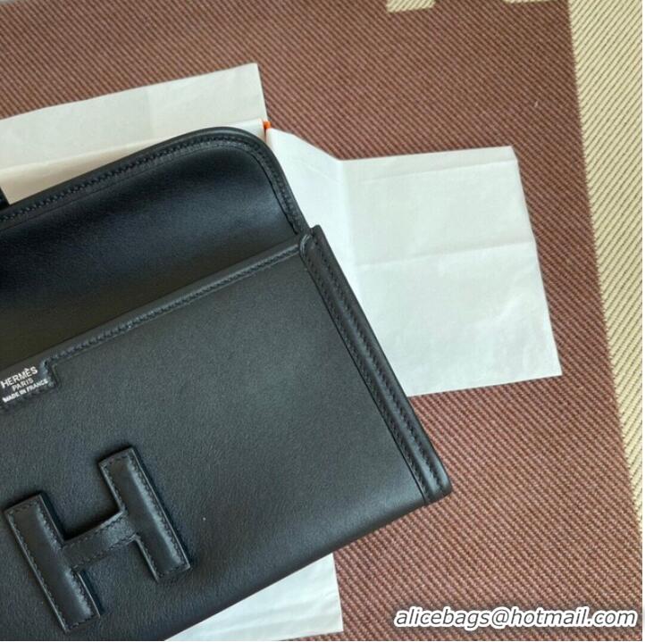 Luxury Discount Hermes Original jige swift Leather Clutch 37088 black