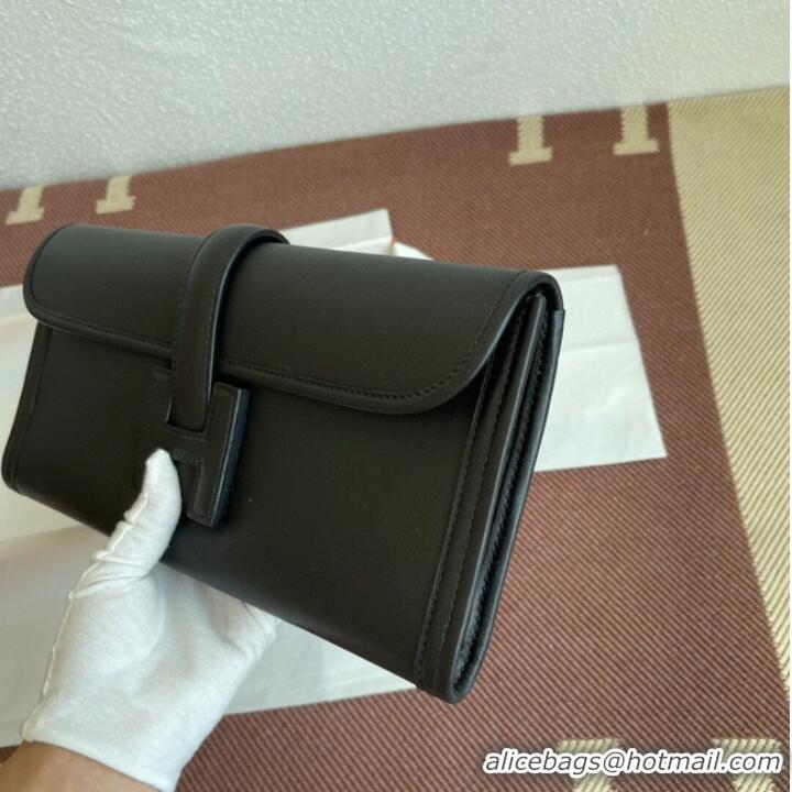 Luxury Discount Hermes Original jige swift Leather Clutch 37088 black