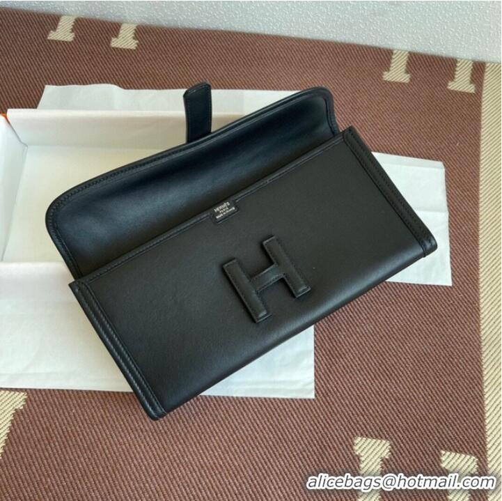 Luxury Discount Hermes Original jige swift Leather Clutch 37088 black