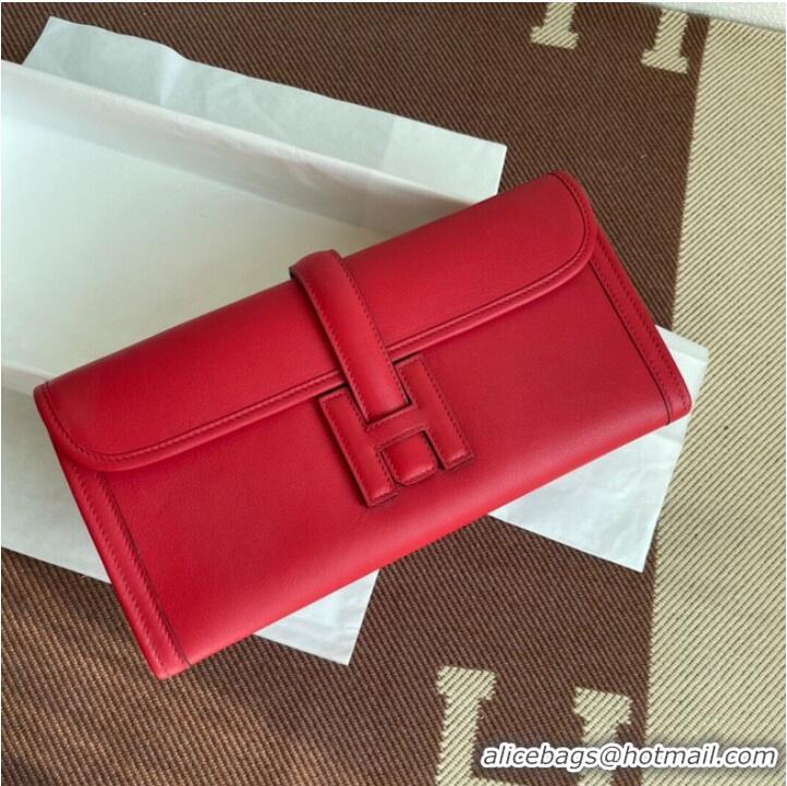 Unique Style Hermes Original jige swift Leather Clutch 37088 red