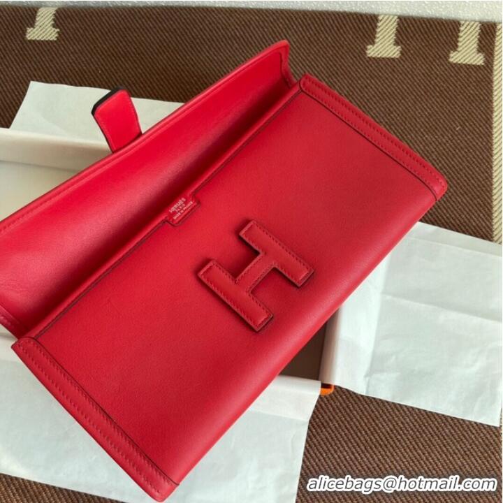 Unique Style Hermes Original jige swift Leather Clutch 37088 red