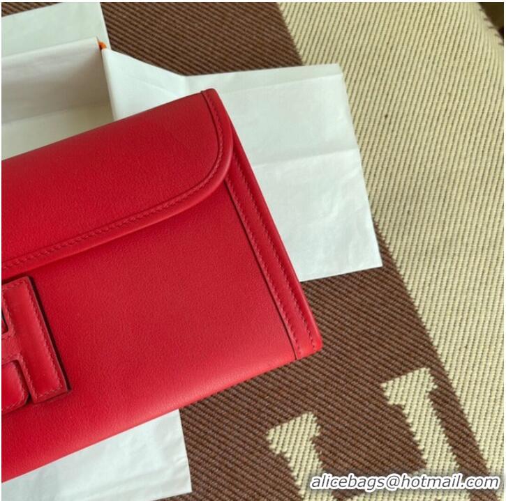 Unique Style Hermes Original jige swift Leather Clutch 37088 red