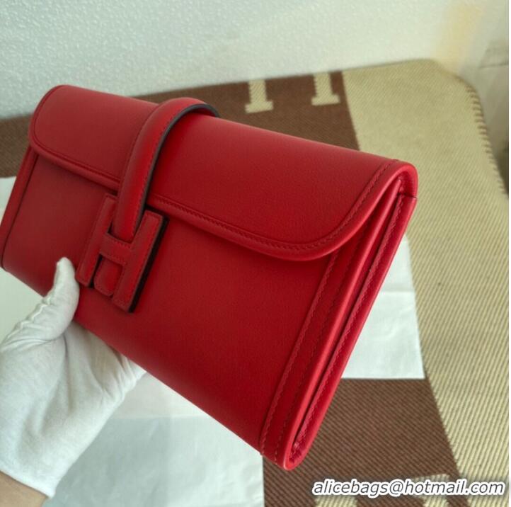 Unique Style Hermes Original jige swift Leather Clutch 37088 red