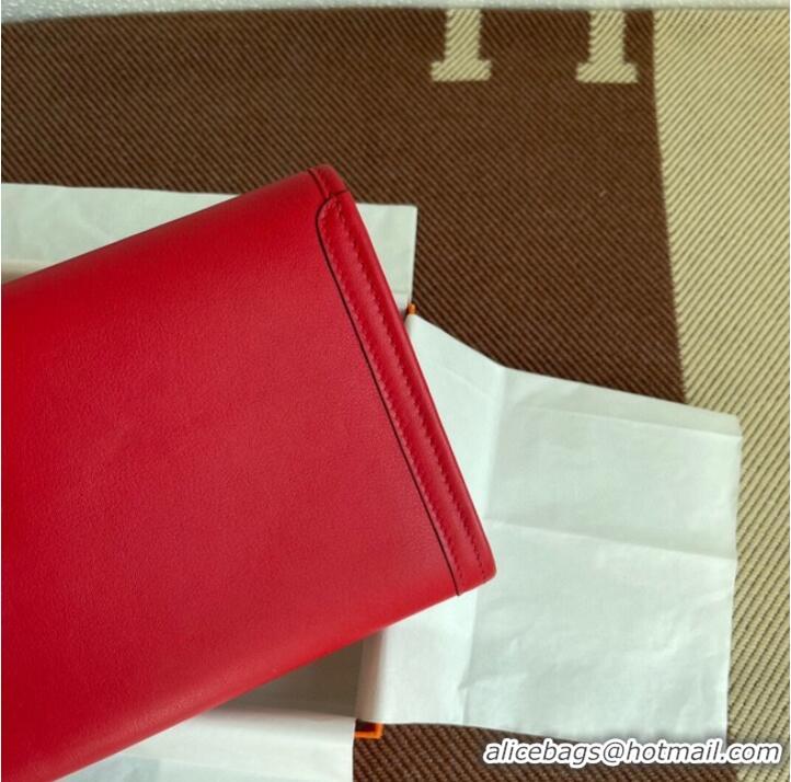 Unique Style Hermes Original jige swift Leather Clutch 37088 red