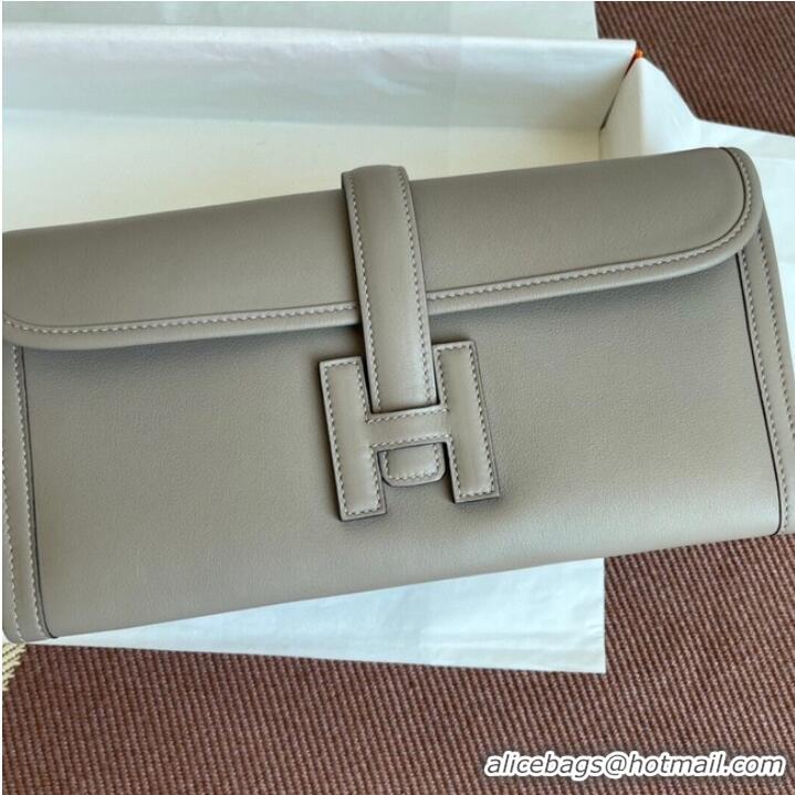 Top Grade Hermes Original jige swift Leather Clutch 37088 gray