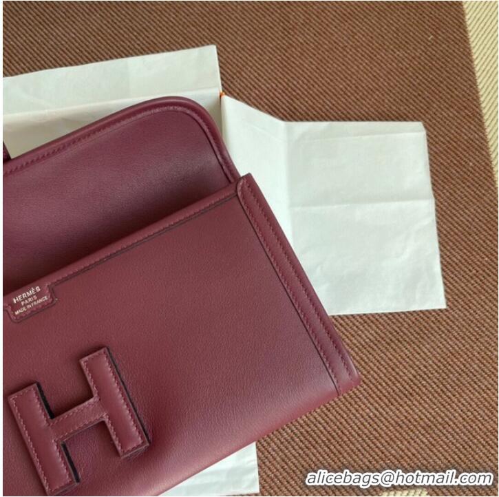 Cheapest Hermes Original jige swift Leather Clutch 37088 claret