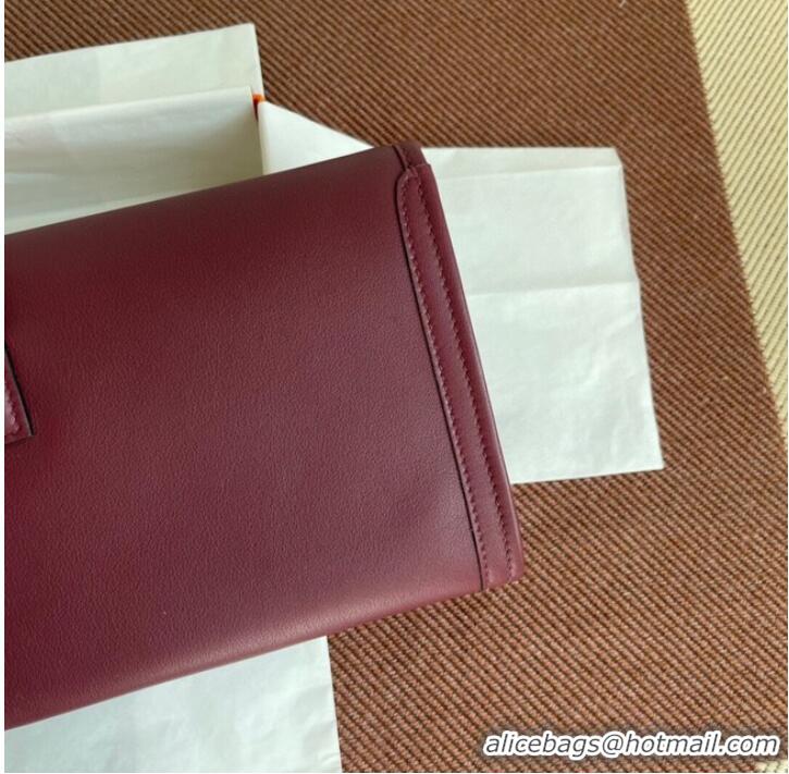 Cheapest Hermes Original jige swift Leather Clutch 37088 claret