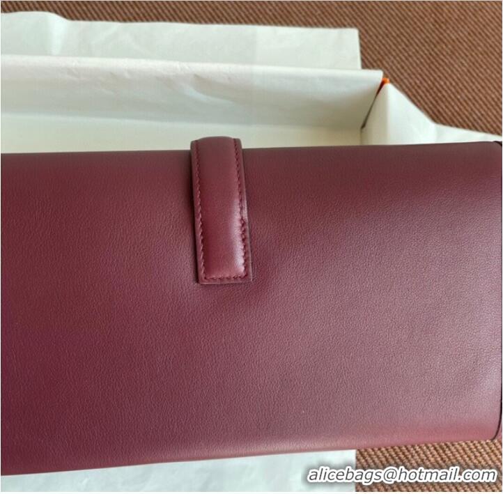 Cheapest Hermes Original jige swift Leather Clutch 37088 claret