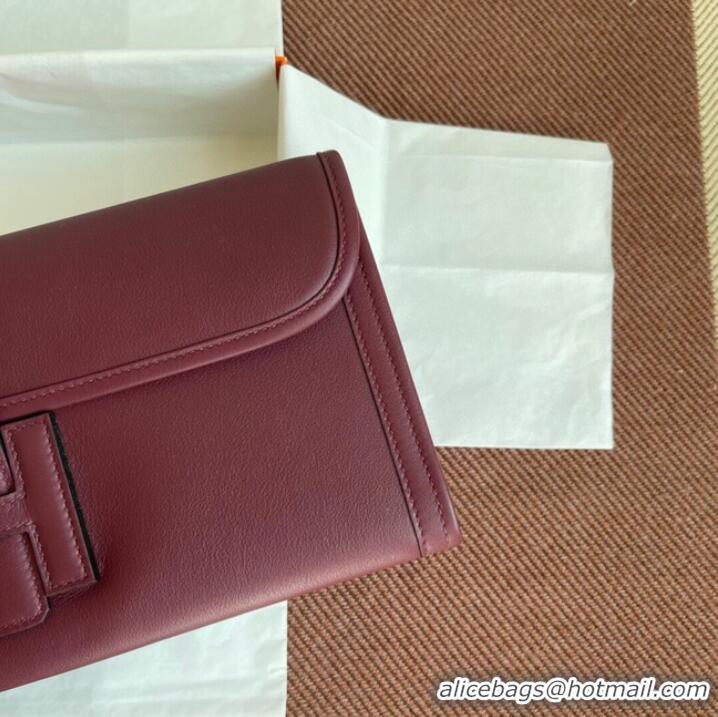 Cheapest Hermes Original jige swift Leather Clutch 37088 claret