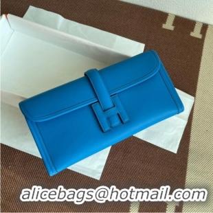 Inexpensive Hermes Original jige swift Leather Clutch 37088 blue