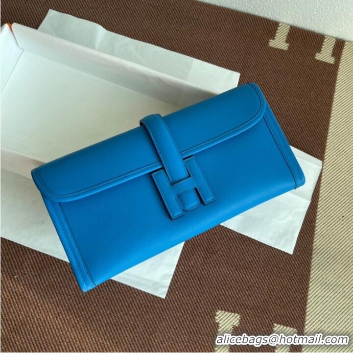 Inexpensive Hermes Original jige swift Leather Clutch 37088 blue