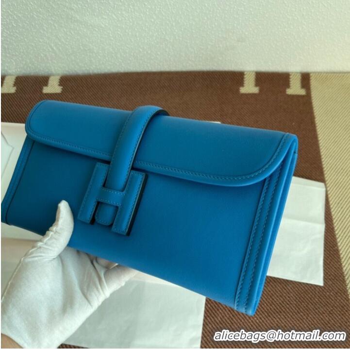 Inexpensive Hermes Original jige swift Leather Clutch 37088 blue