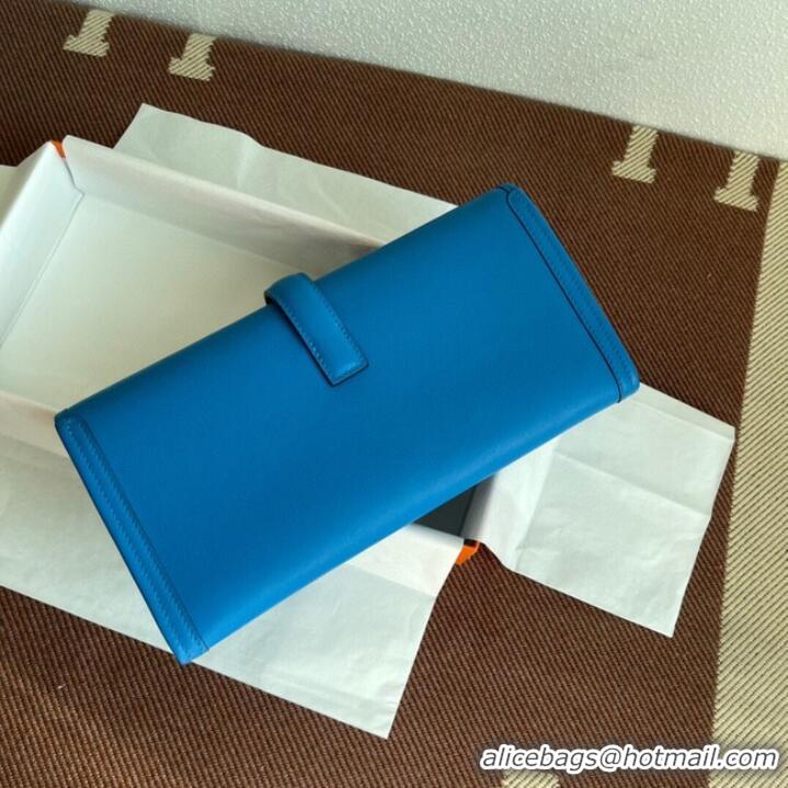 Inexpensive Hermes Original jige swift Leather Clutch 37088 blue