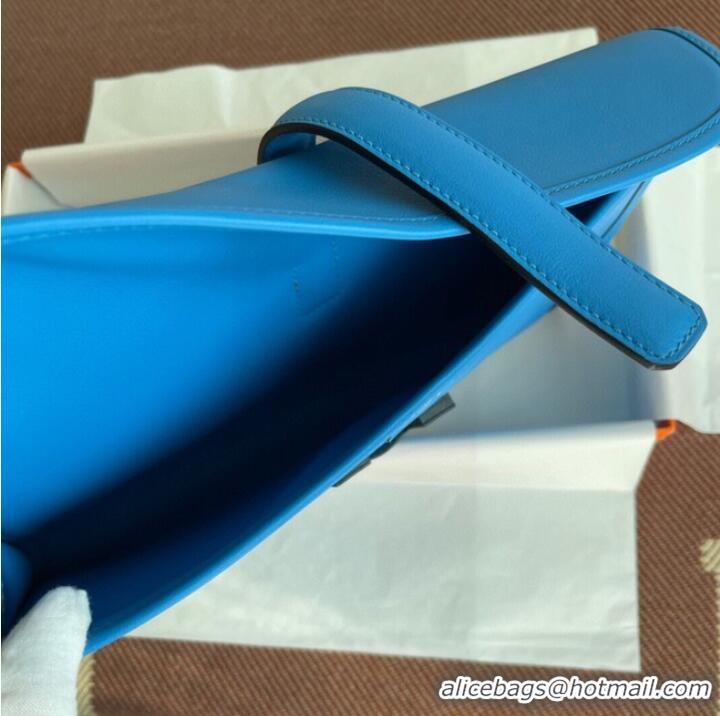 Inexpensive Hermes Original jige swift Leather Clutch 37088 blue