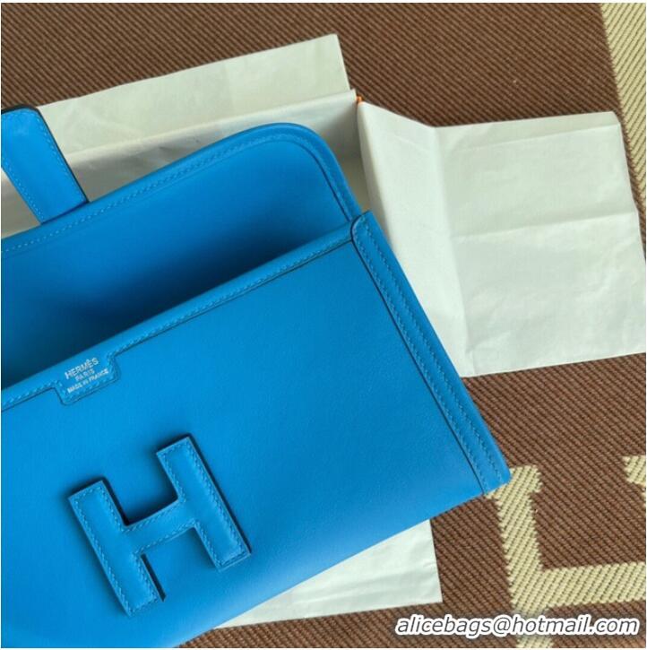 Inexpensive Hermes Original jige swift Leather Clutch 37088 blue