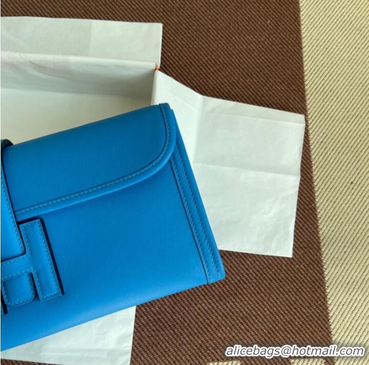 Inexpensive Hermes Original jige swift Leather Clutch 37088 blue