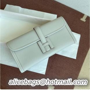 Inexpensive Hermes Original jige swift Leather Clutch 37088 Pearl grey