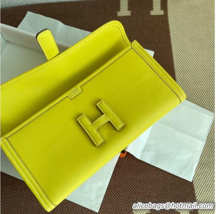 Pretty Style Hermes Original jige swift Leather Clutch 37088 lemon