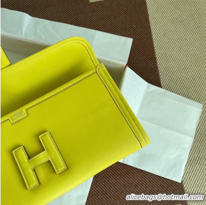 Pretty Style Hermes Original jige swift Leather Clutch 37088 lemon