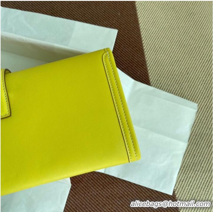 Pretty Style Hermes Original jige swift Leather Clutch 37088 lemon