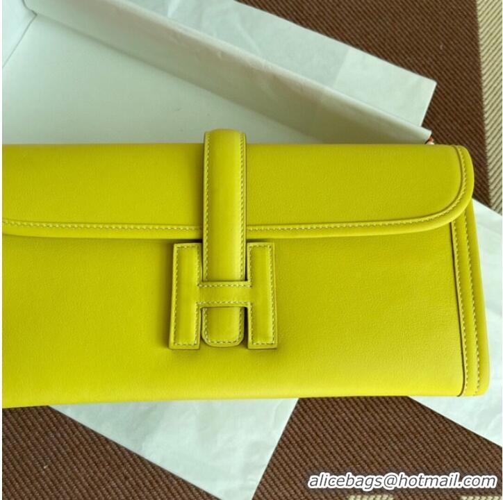 Pretty Style Hermes Original jige swift Leather Clutch 37088 lemon