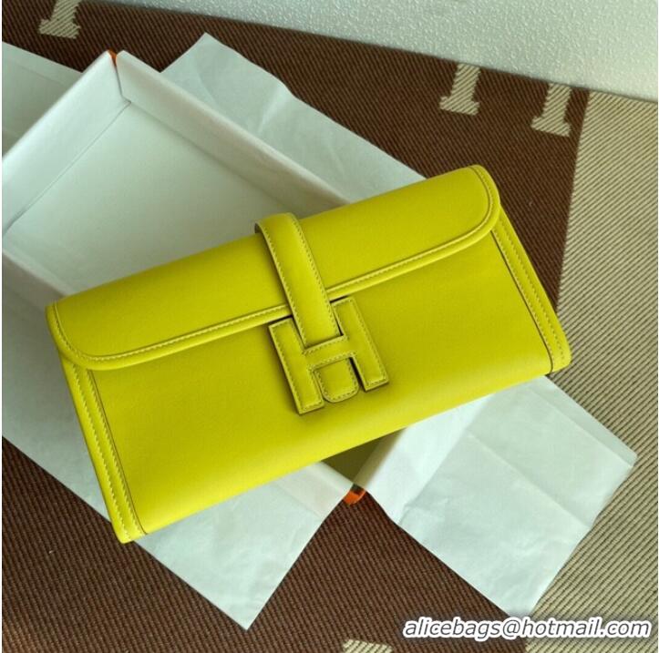 Pretty Style Hermes Original jige swift Leather Clutch 37088 lemon