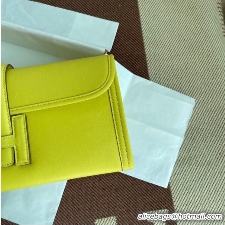 Pretty Style Hermes Original jige swift Leather Clutch 37088 lemon