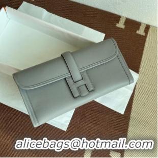 Market Sells Hermes Original jige swift Leather Clutch 37088 light gray