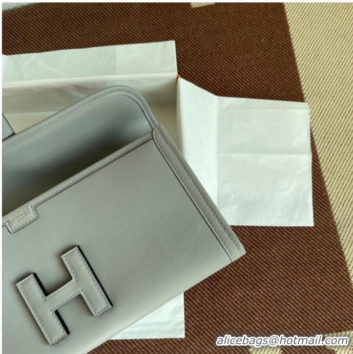 Market Sells Hermes Original jige swift Leather Clutch 37088 light gray