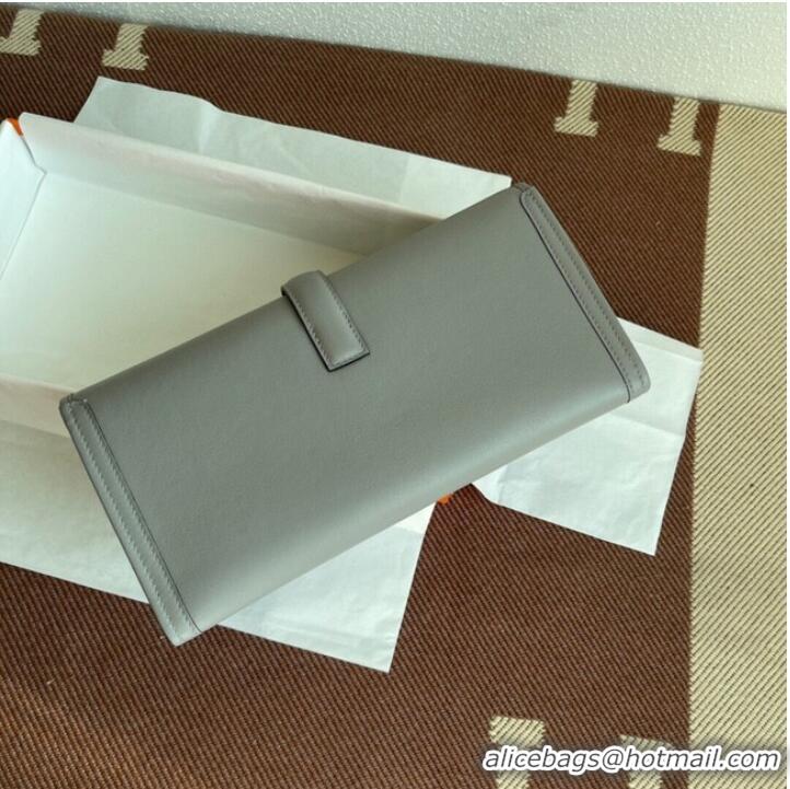 Market Sells Hermes Original jige swift Leather Clutch 37088 light gray