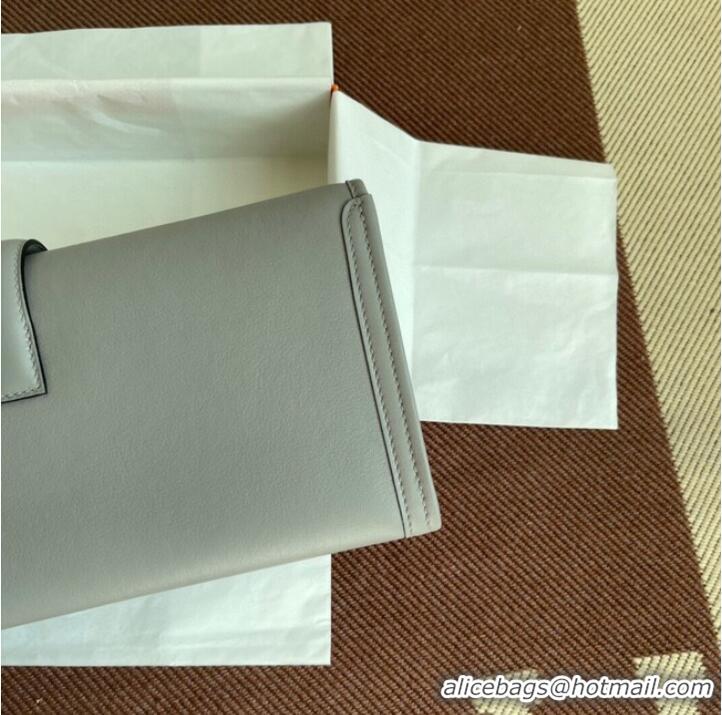 Market Sells Hermes Original jige swift Leather Clutch 37088 light gray