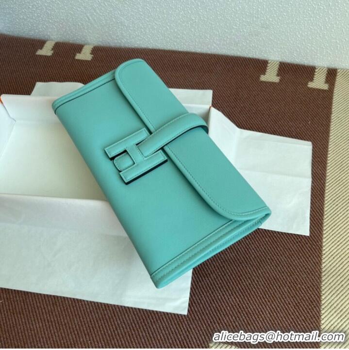 Shop Grade Hermes Original jige swift Leather Clutch 37088 light blue