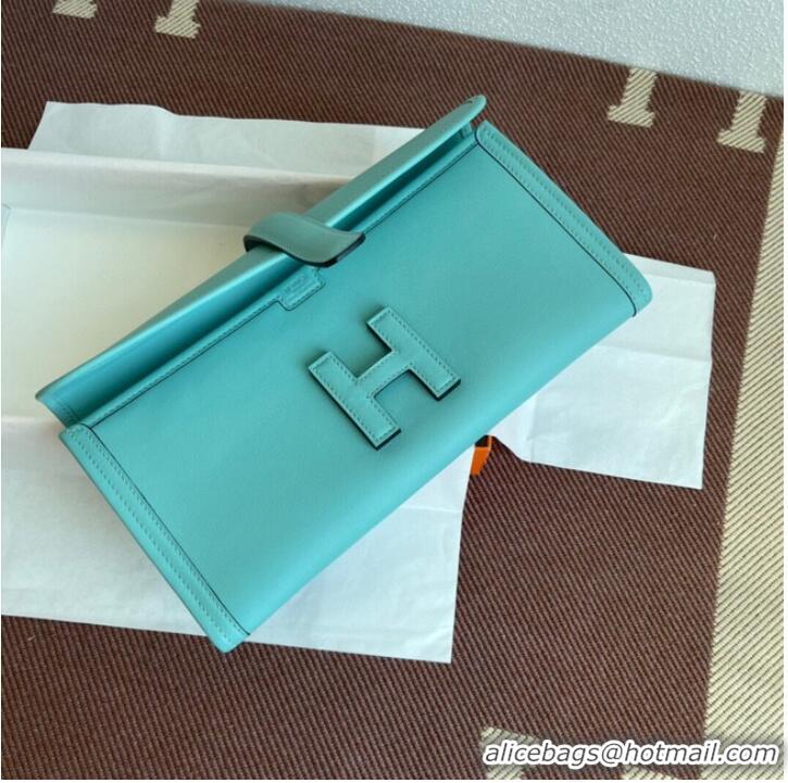 Shop Grade Hermes Original jige swift Leather Clutch 37088 light blue