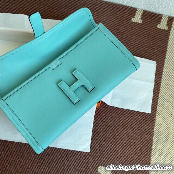 Shop Grade Hermes Original jige swift Leather Clutch 37088 light blue