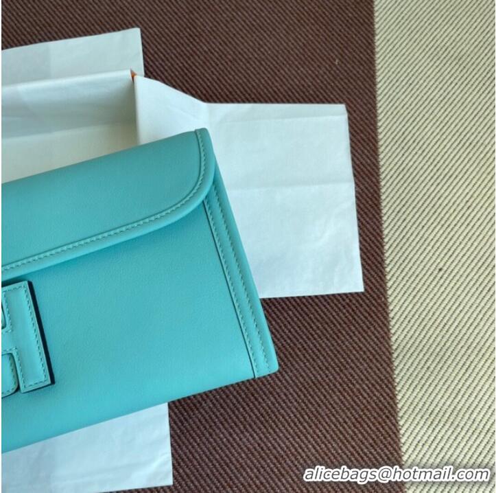 Shop Grade Hermes Original jige swift Leather Clutch 37088 light blue