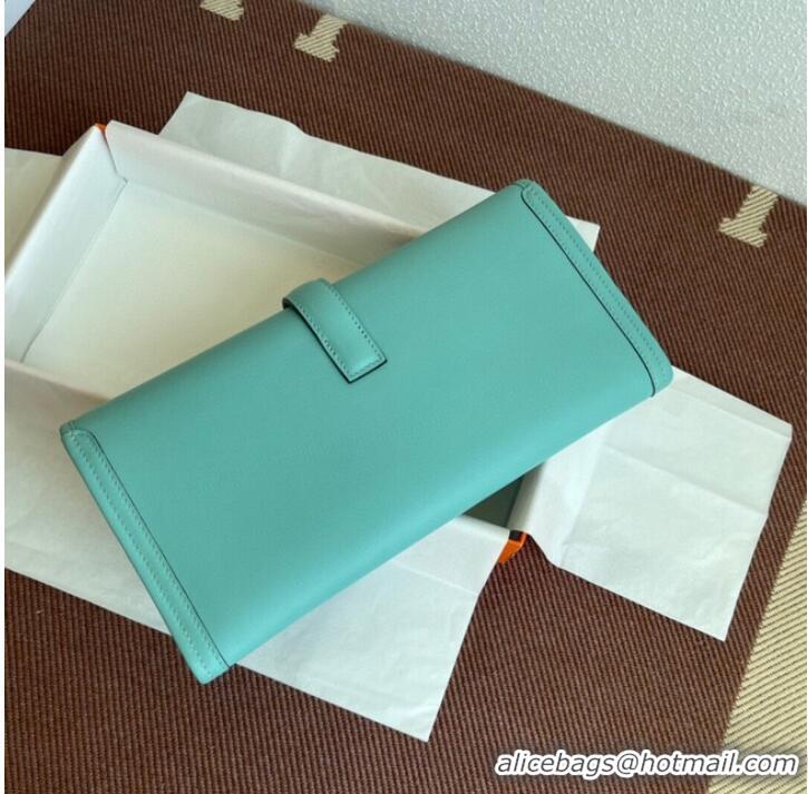 Shop Grade Hermes Original jige swift Leather Clutch 37088 light blue