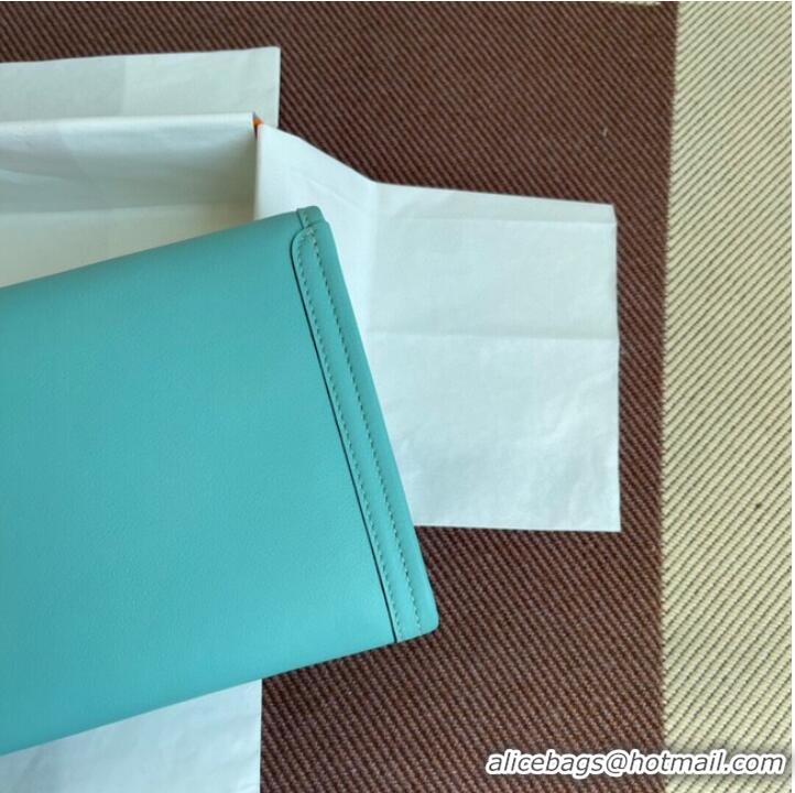 Shop Grade Hermes Original jige swift Leather Clutch 37088 light blue