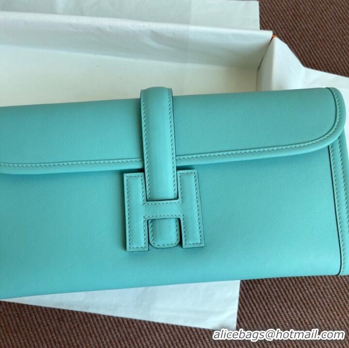 Shop Grade Hermes Original jige swift Leather Clutch 37088 light blue