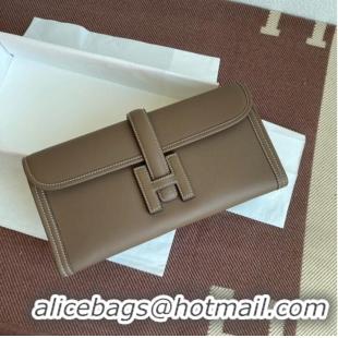 Famous Brand Hermes Original jige swift Leather Clutch 37088 dark gray