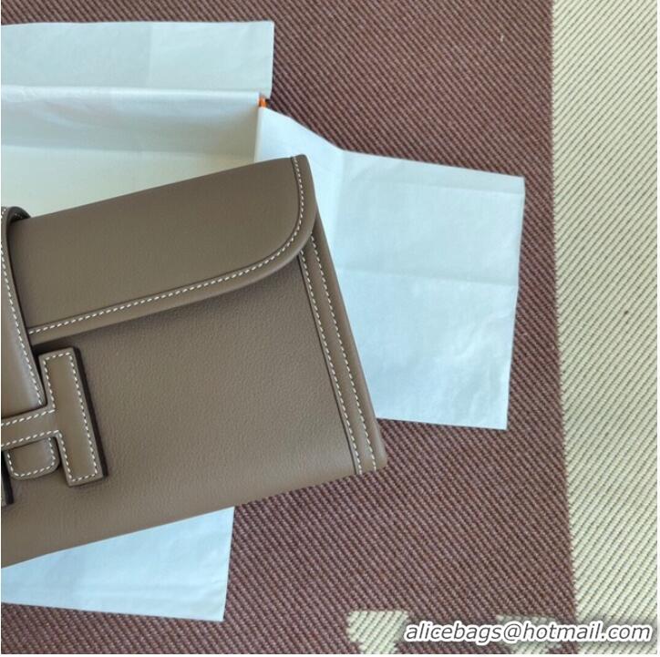 Famous Brand Hermes Original jige swift Leather Clutch 37088 dark gray