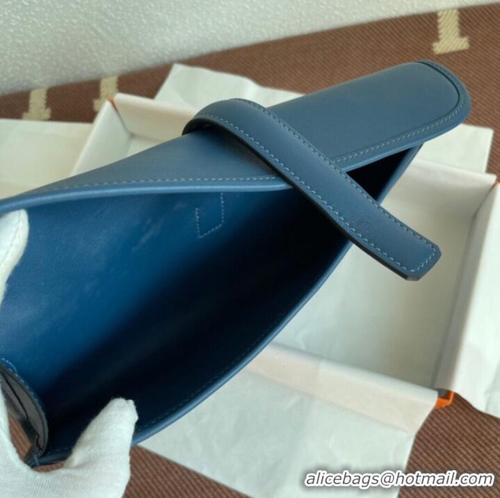 Famous Brand Hermes Original jige swift Leather Clutch 37088 dark blue