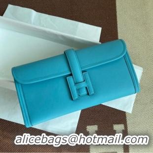 Cheapest Hermes Original jige swift Leather Clutch 37088 sky blue