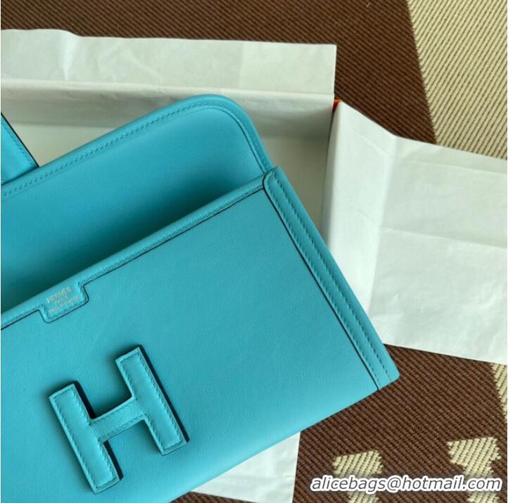 Cheapest Hermes Original jige swift Leather Clutch 37088 sky blue