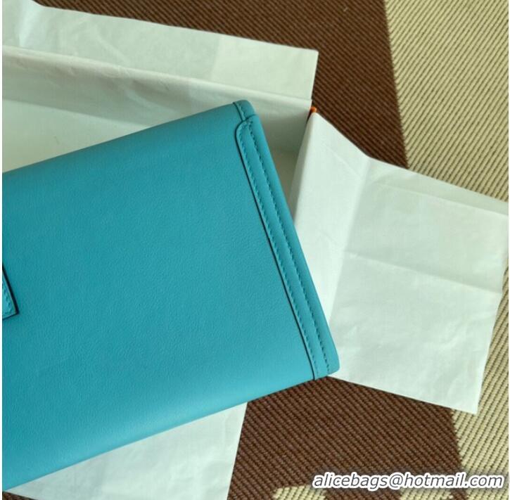 Cheapest Hermes Original jige swift Leather Clutch 37088 sky blue