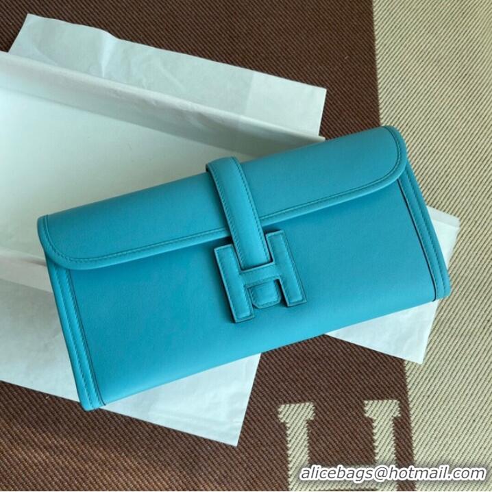 Cheapest Hermes Original jige swift Leather Clutch 37088 sky blue