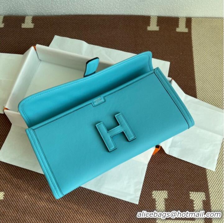 Cheapest Hermes Original jige swift Leather Clutch 37088 sky blue