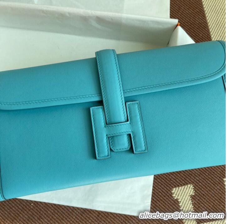 Cheapest Hermes Original jige swift Leather Clutch 37088 sky blue