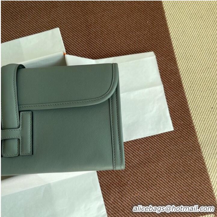 Stylish Hermes Original jige swift Leather Clutch 37088 Almond green