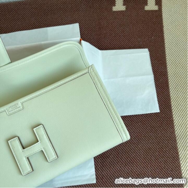 vWell Crafted Hermes Original jige swift Leather Clutch 37088 cream